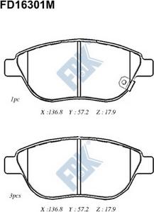 FBK FD16301M - Kit de plaquettes de frein, frein à disque cwaw.fr