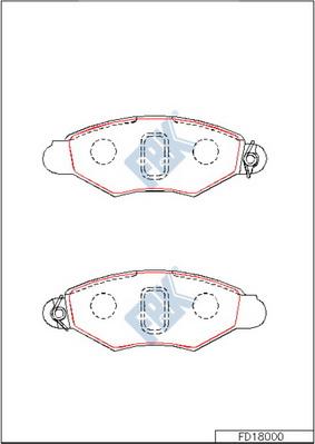 FBK FD18000 - Kit de plaquettes de frein, frein à disque cwaw.fr