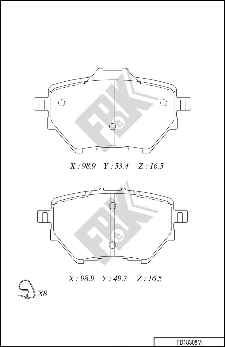 FBK FD18308M - Kit de plaquettes de frein, frein à disque cwaw.fr