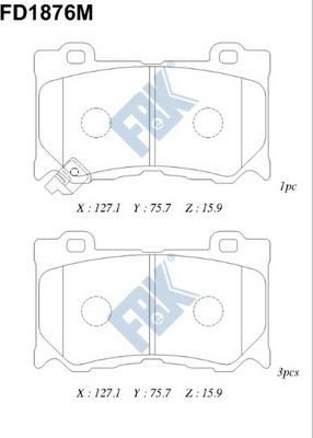 FBK FD1876M - Kit de plaquettes de frein, frein à disque cwaw.fr