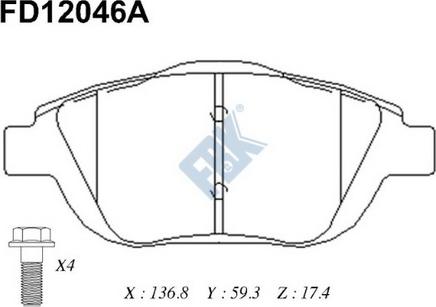 FBK FD12046A - Kit de plaquettes de frein, frein à disque cwaw.fr