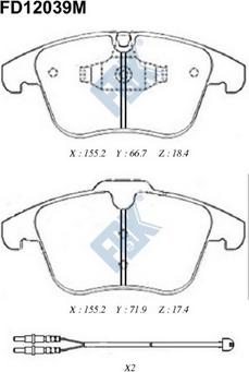 FBK FD12039M - Kit de plaquettes de frein, frein à disque cwaw.fr