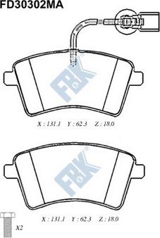 FBK FD30302MA - Kit de plaquettes de frein, frein à disque cwaw.fr