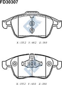 FBK FD30307 - Kit de plaquettes de frein, frein à disque cwaw.fr