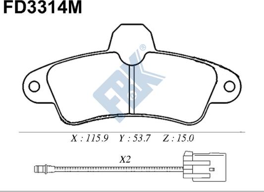 FBK FD3314M - Kit de plaquettes de frein, frein à disque cwaw.fr