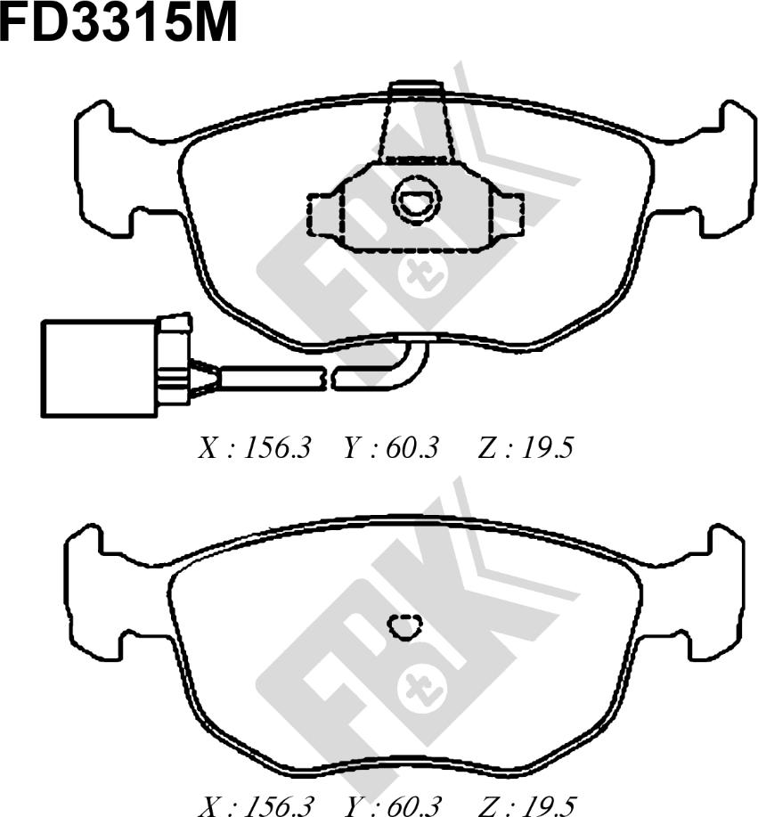 FBK FD3315M - Kit de plaquettes de frein, frein à disque cwaw.fr