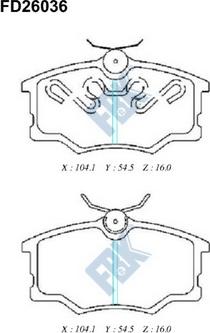 FBK FD26036 - Kit de plaquettes de frein, frein à disque cwaw.fr