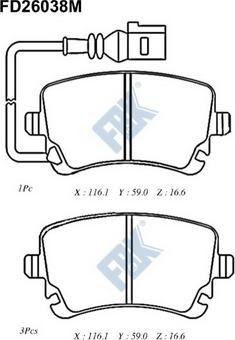 FBK FD26038M - Kit de plaquettes de frein, frein à disque cwaw.fr