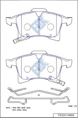 FBK FD20014MAS - Kit de plaquettes de frein, frein à disque cwaw.fr