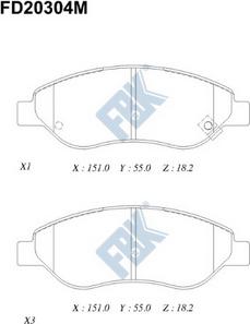 FBK FD20304M - Kit de plaquettes de frein, frein à disque cwaw.fr