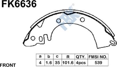 FBK FK6636 - Jeu de mâchoires de frein cwaw.fr