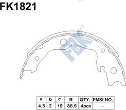 FBK FK1821 - Jeu de mâchoires de frein, frein de stationnement cwaw.fr