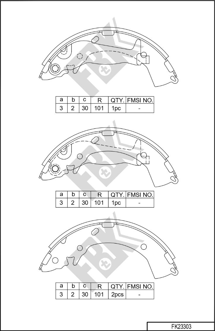 FBK FK23303 - Jeu de mâchoires de frein cwaw.fr