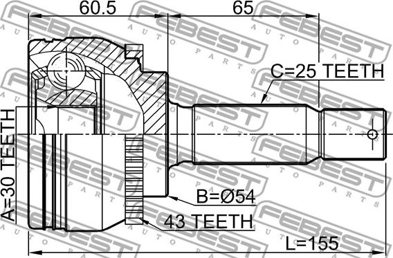 Febest 0410-N94A43 - Jeu de joints, arbre de transmission cwaw.fr