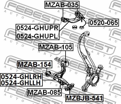 Febest 0524-GHUPL - Bras de liaison, suspension de roue cwaw.fr