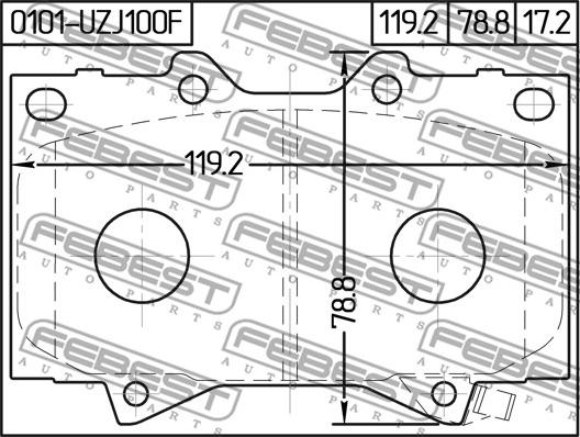 Febest 0101-UZJ100F - Kit de plaquettes de frein, frein à disque cwaw.fr