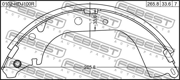 Febest 0102-HDJ100R - Jeu de mâchoires de frein cwaw.fr