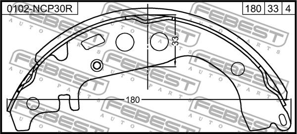 Febest 0102-NCP30R - Mâchoire de frein cwaw.fr