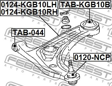 Febest TAB-KGB10B - Suspension, bras de liaison cwaw.fr