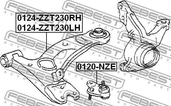 Febest 0124-ZZT230RH - Bras de liaison, suspension de roue cwaw.fr