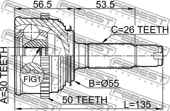 Febest 0310-024A50 - Jeu de joints, arbre de transmission cwaw.fr