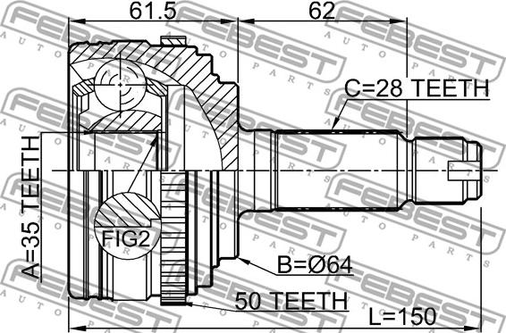 Febest 0310-RBA50 - Jeu de joints, arbre de transmission cwaw.fr