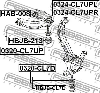 Febest HBJB-CL7D - Kit de réparation, rotule de suspension cwaw.fr