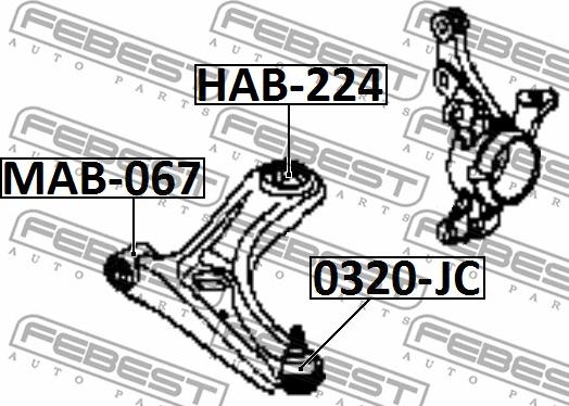 Febest HAB-224 - Suspension, bras de liaison cwaw.fr