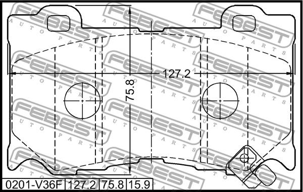 Febest 0201-V36F - Kit de plaquettes de frein, frein à disque cwaw.fr