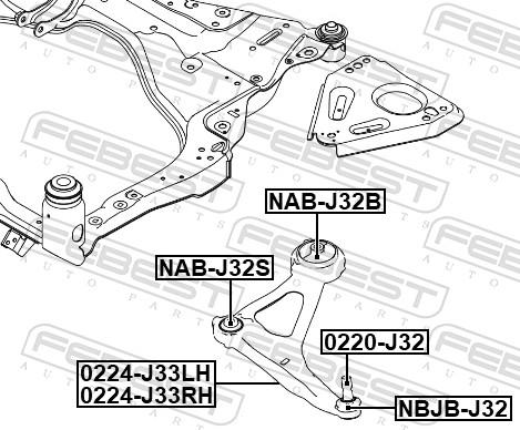 Febest 0224-J33RH - Bras de liaison, suspension de roue cwaw.fr