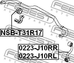 Febest 0223-J10RL - Entretoise / tige, stabilisateur cwaw.fr