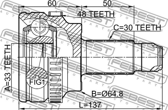 Febest 1910-E60A48 - Jeu de joints, arbre de transmission cwaw.fr