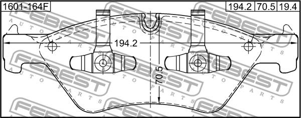 Febest 1601-164F - Kit de plaquettes de frein, frein à disque cwaw.fr