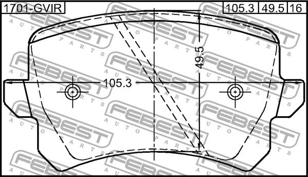 Febest 1701-GVIR - Kit de plaquettes de frein, frein à disque cwaw.fr