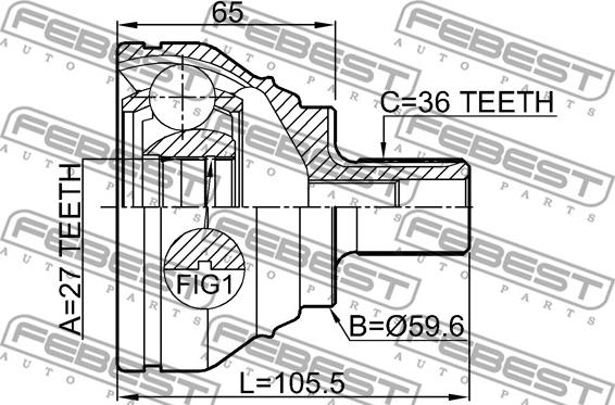 Febest 1710-Q3 - Jeu de joints, arbre de transmission cwaw.fr