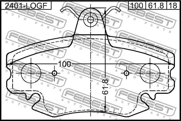 Febest 2401-LOGF - Kit de plaquettes de frein, frein à disque cwaw.fr