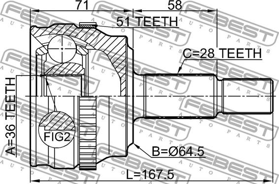 Febest 2410-MASTA51 - Jeu de joints, arbre de transmission cwaw.fr