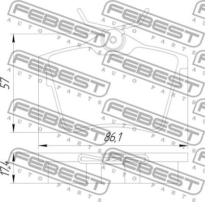 Febest 2501-C5R - Kit de plaquettes de frein, frein à disque cwaw.fr