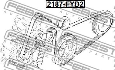 Febest 2187-FYD2 - Poulie renvoi / transmission, courroie trapézoïdale à nervures cwaw.fr