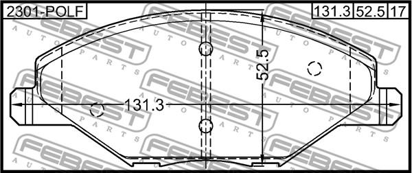 Febest 2301-POLF - Kit de plaquettes de frein, frein à disque cwaw.fr