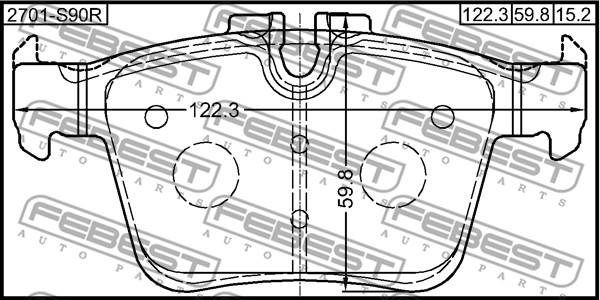 Febest 2701-S90R - Kit de plaquettes de frein, frein à disque cwaw.fr