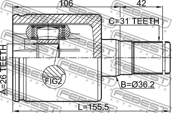 Febest 2711-S60IILH - Jeu de joints, arbre de transmission cwaw.fr