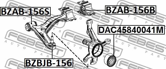 Febest BZAB-156S - Kit de réparation, bras triangulaire cwaw.fr