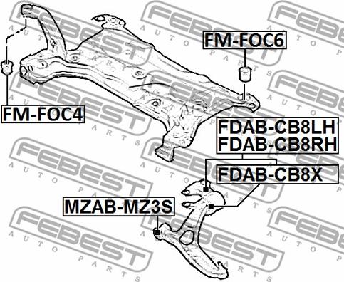 Febest FDAB-CB8RH - Suspension, bras de liaison cwaw.fr