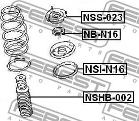 Febest NB-N16 - Roulement, coupelle de suspension cwaw.fr