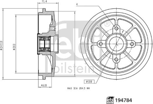 Febi Bilstein 194784 - Tambour de frein cwaw.fr