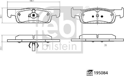 Febi Bilstein 195084 - Kit de plaquettes de frein, frein à disque cwaw.fr