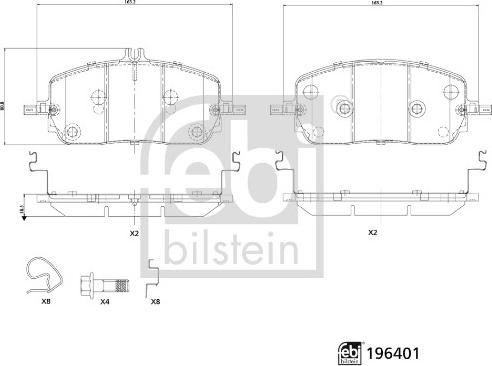 Febi Bilstein 196401 - Kit de plaquettes de frein, frein à disque cwaw.fr