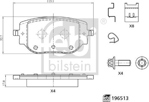 Febi Bilstein 196513 - Kit de plaquettes de frein, frein à disque cwaw.fr