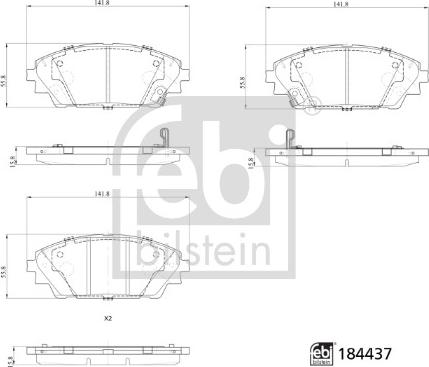 Febi Bilstein 184437 - Kit de plaquettes de frein, frein à disque cwaw.fr